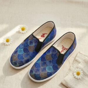Women's Handmade Cloth Shoes with Fish Scale Embroidery