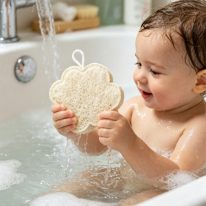 Natural loofah cloud bath toy